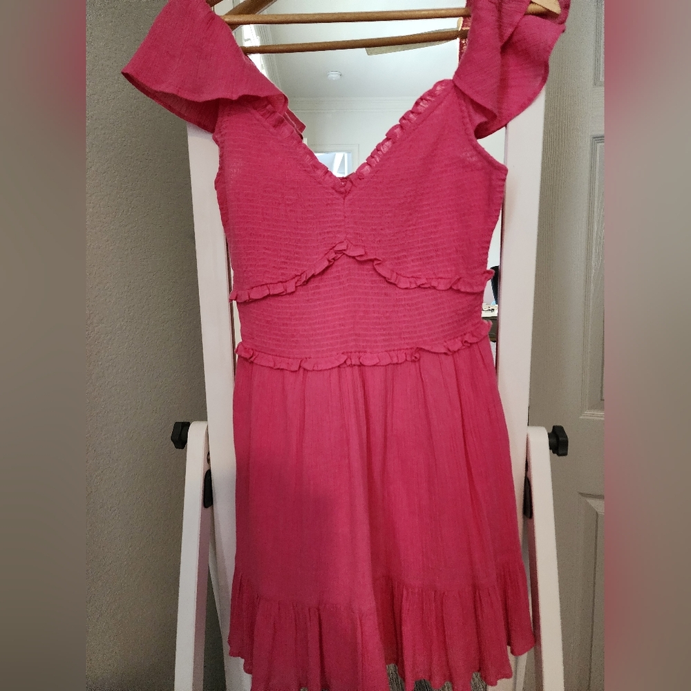 LoveShackFancy Pink Ruffle Mini Dress